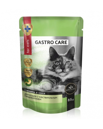 Secret For Pets 85 гр пауч для кошек "Gastro care"с чувствительным пищеварением кусочки с говядиной