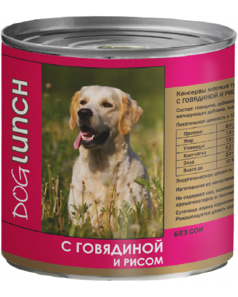 Dog Lunch конс д/с 750 гр говядина с рисом в желе